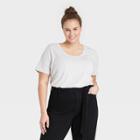 Women's Plus Size Short Sleeve Essential Relaxed Scoop Neck T-shirt - Ava & Viv Cream