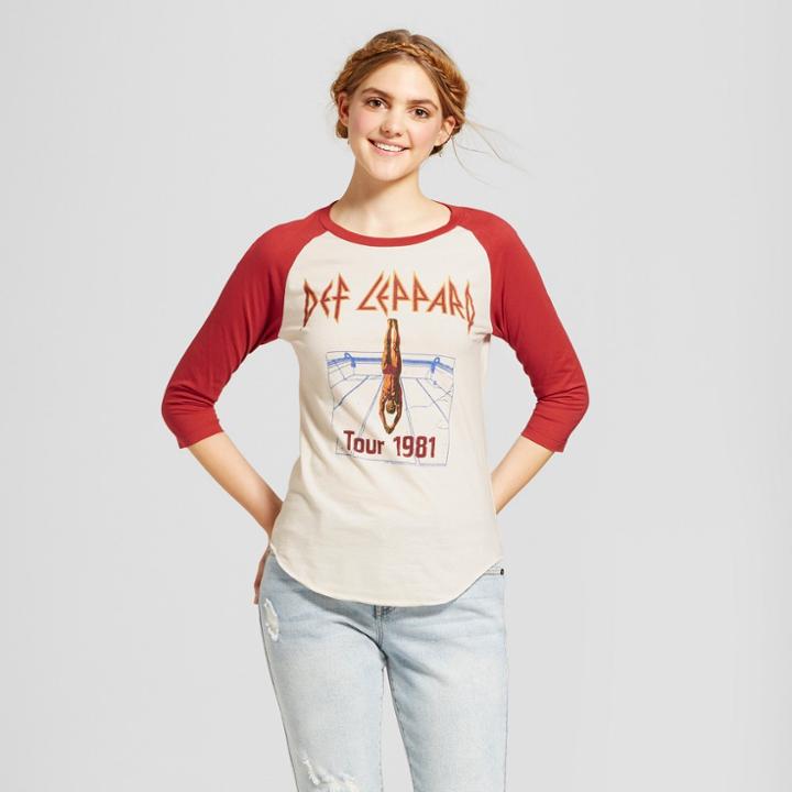 Women's Def Leppard 3/4 Sleeve Raglan Graphic T-shirt (juniors') White/red