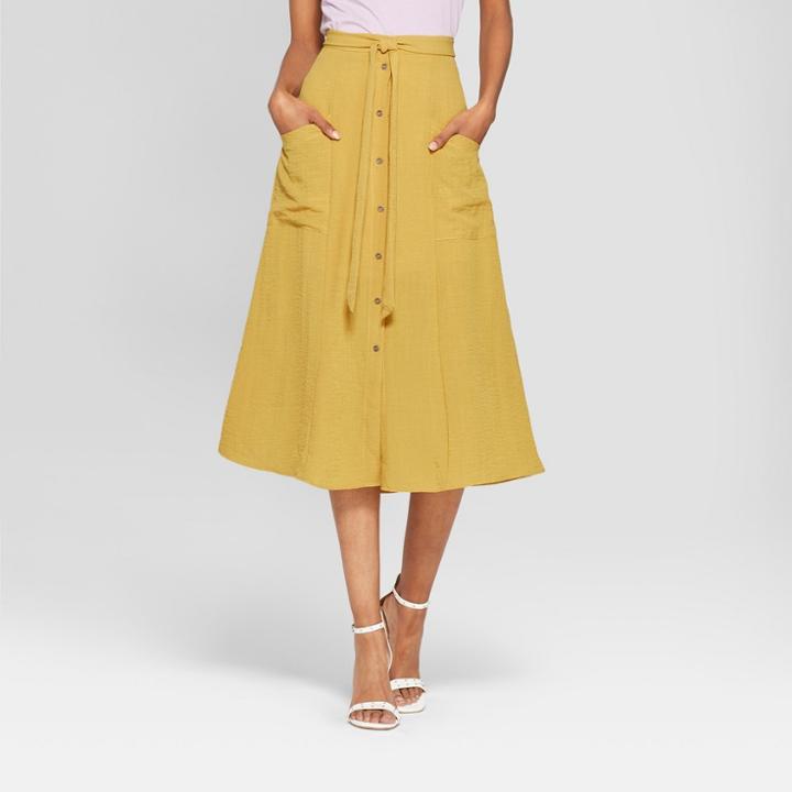 Women's Poppy Midi Skirt - Needlework Yellow