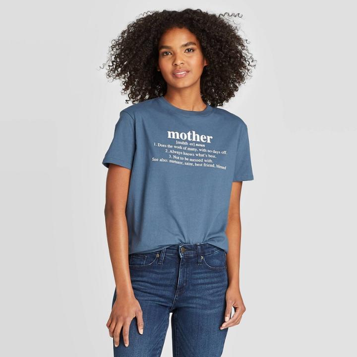 Fifth Sun Women's Mother Definition Short Sleeve Graphic T-shirt (juniors') - Blue Stone
