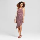 Women's Striped Sleeveless Asymmetrical Dress - A New Day Burgundy/white (red/white)