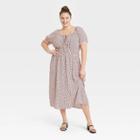 Women's Plus Size Puff Short Sleeve Smocked Dress - Who What Wear Pink