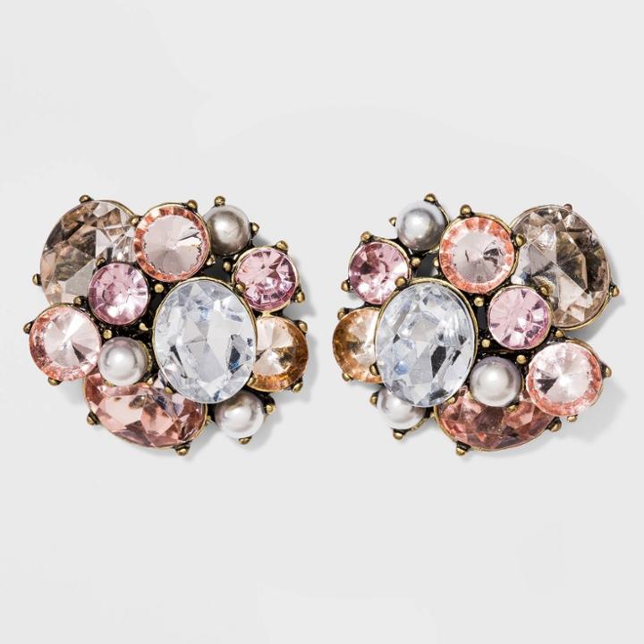 Sugarfix By Baublebar Crystal Cluster Stud Earrings - Blush, Women's,
