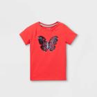 Girls' Flip Sequin Butterfly Short Sleeve T-shirt - Cat & Jack Coral