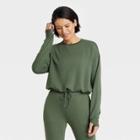 Women's Cozy Soft Fleece Crewneck Pullover Sweatshirt - All In Motion Olive Gray