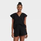 Women's Flutter Short Sleeve Blouse - Universal Thread Black