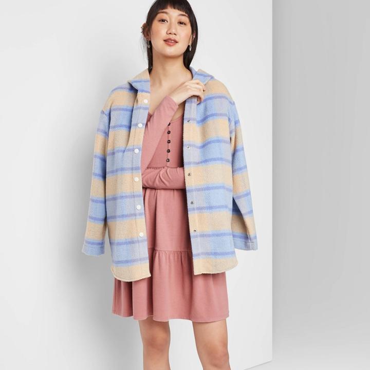 Women's Long Sleeve Round Neck Tiered Babydoll Mini Dress - Wild Fable Coral Xs, Women's, Pink