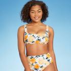 Women's Square Neck Bralette Bikini Top - Shade & Shore Yellow Floral
