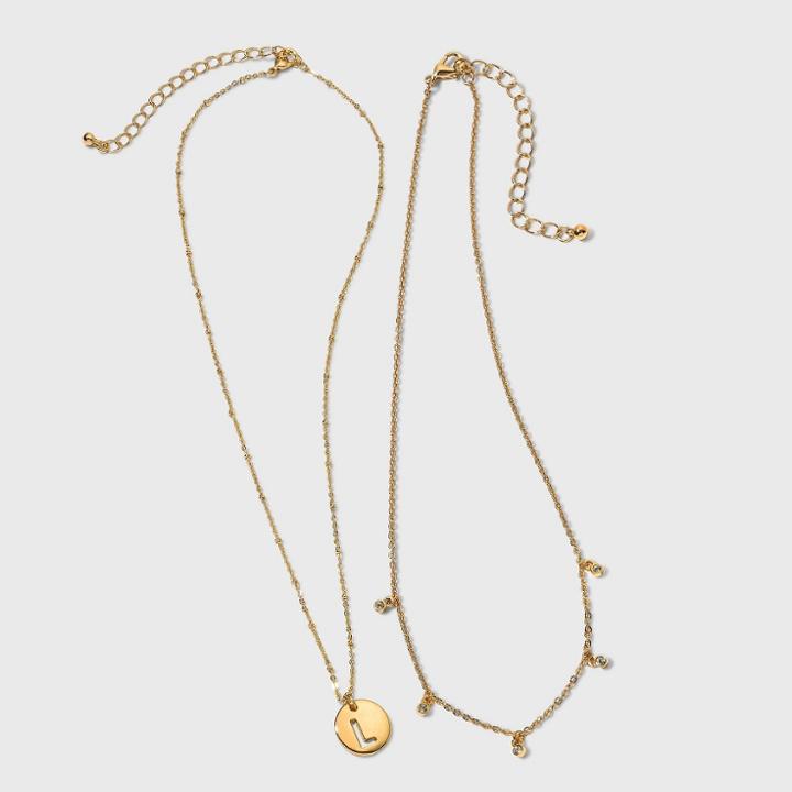 Girls' Initial L Necklace - Art Class Gold