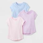 Toddler Girls' 3pk Solid Short Sleeve T-shirt - Cat & Jack Purple/pink/blue