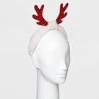 No Brand Holiday Novelty Sherpa Reindeer Antlers Headbands - Red