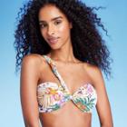 Women's One Shoulder Bandeau Bikini Top - Shade & Shore Cream Tropical Print Xs, Ivory Tropical Print