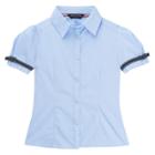 French Toast Girls' Short Sleeve Uniform Blouse With Ribbon Trim -