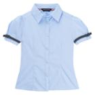 French Toast Girls' Short Sleeve Uniform Blouse With Ribbon Trim -