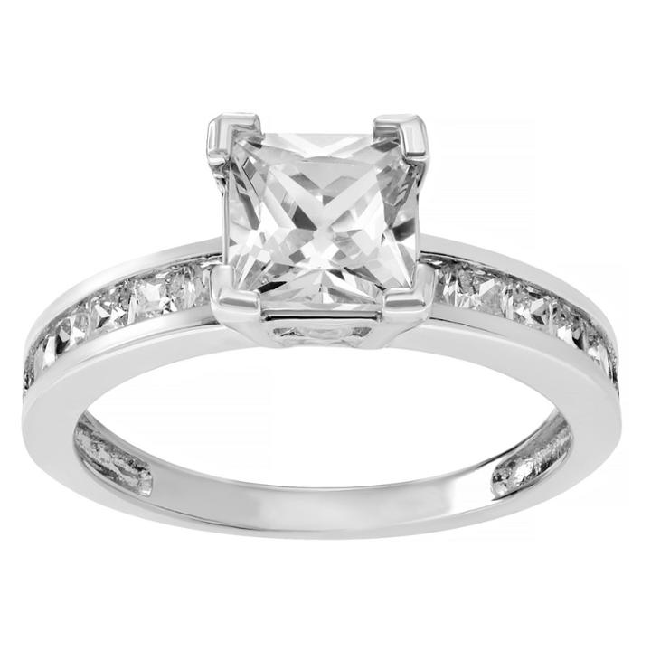 Journee Collection 1 2/5 Ct. T.w. Emerald-cut Cubic Zirconia Engagement Basket Set Ring In Sterling Silver -