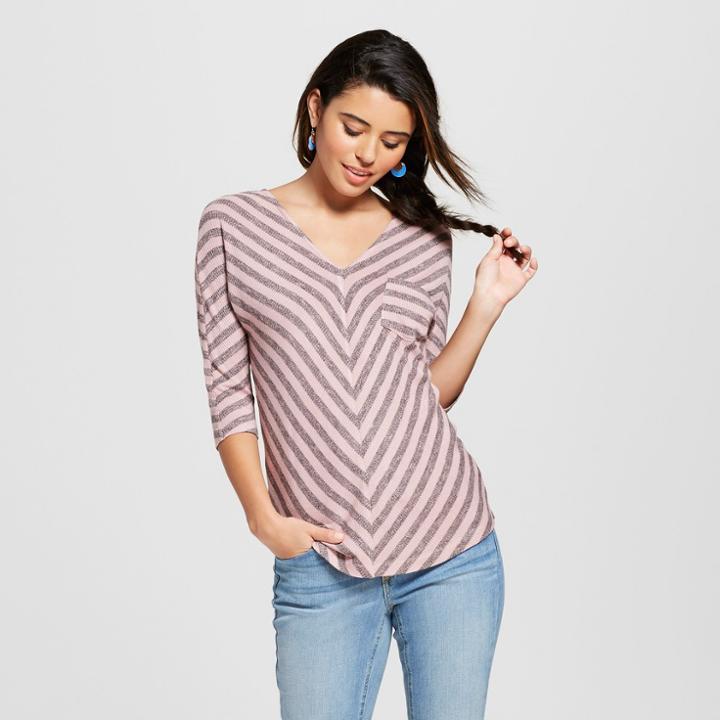 Women's Striped Long Sleeve Dolman Top - Soul Cake (juniors') Purple