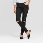 Women's Mid-rise Slit Knee Skinny Jeans - Universal Thread Black Wash