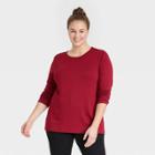 Women's Plus Size Long Sleeve T-shirt - Ava & Viv Red