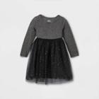 Toddler Girls' Adaptive Abdominal Access Long Sleeve Cozy Tulle Dress - Cat & Jack Black
