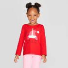 Toddler Girls' Long Sleeve 'unicorn Kitty' Graphic T-shirt - Cat & Jack Red