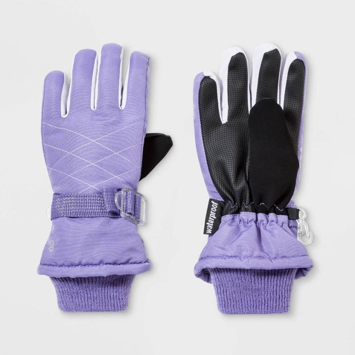 Girls' Solid Promo Ski Gloves - C9 Champion Purple