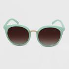 Women's Round Plastic Metal Sunglasses - A New Day Green, Women's, Size: Small, Green/grey
