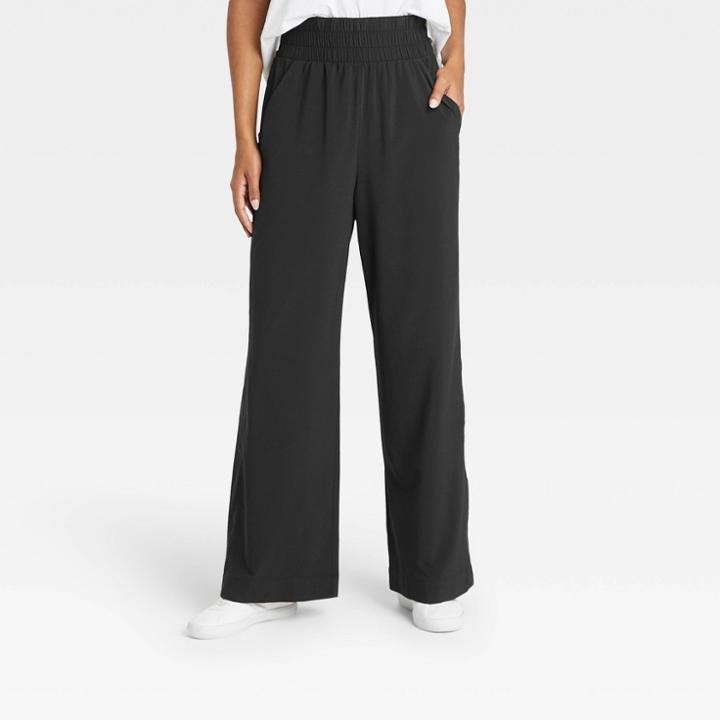 Women's Stretch Woven High-rise Wide Leg Pants - All In Motion Black