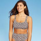 Women's Ribbed Bralette Bikini Top - Xhilaration Animal Print D/dd Cup, Women's, Beige