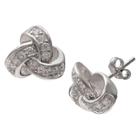 Target Women's Polished Cubic Zirconia Love Knot Stud Earrings In Sterling Silver - Silver/clear