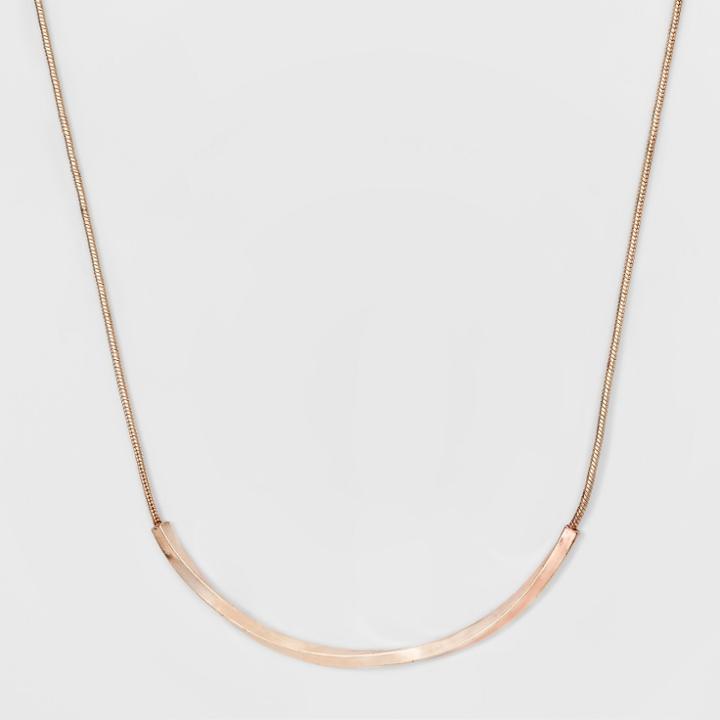 Women's Short Necklace With Twist Bar - A New Day Rose Gold