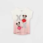 Disney Girls' Mickey Minnie 'xoxo' Short Sleeve T-shirt - Pink