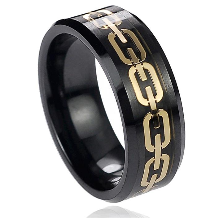 Men's Daxx Chain Inlay Band In Ceramic - Black