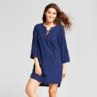 Women's Lace-up Shirtdress Cover Up - Merona Navy (blue)