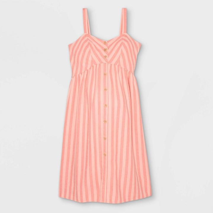 Striped Sleeveless Linen Baby Doll Maternity Dress - Isabel Maternity By Ingrid & Isabel Coral