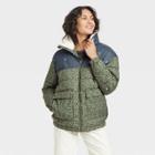 Women's Puffer Jacket - Universal Thread Green Floral