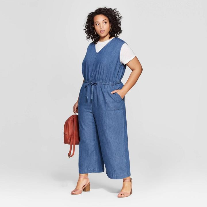 Target Women's Plus Size Denim V-neck Jumpsuit - Universal Thread