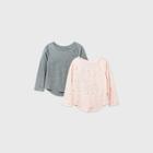 Toddler Girls' 2pk Long Sleeve Sparkle And Floral T-shirt - Cat & Jack Pink/gray