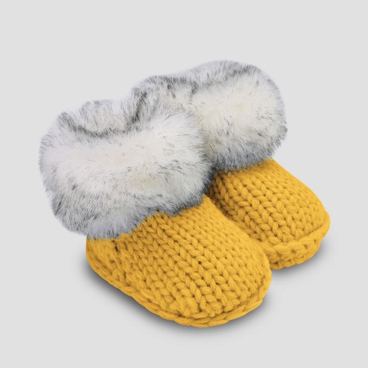 Baby Faux Fur Bootie Slippers - Cat & Jack Yellow 6-12m, Infant Unisex,