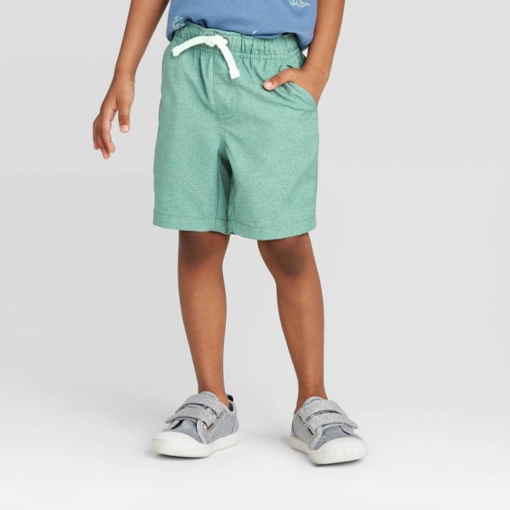 Toddler Boys' Quick Dry Solid Pull-on Chino Shorts - Cat & Jack Green 12m, Toddler Boy's