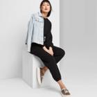 Women's Long Sleeve Round Neck Fleece Jumpsuit - Wild Fable Black