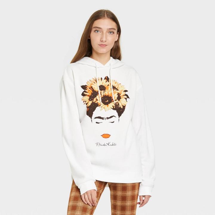 Fortune Fashions Women's Friday Sunflower Hooded Graphic Sweatshirt - White