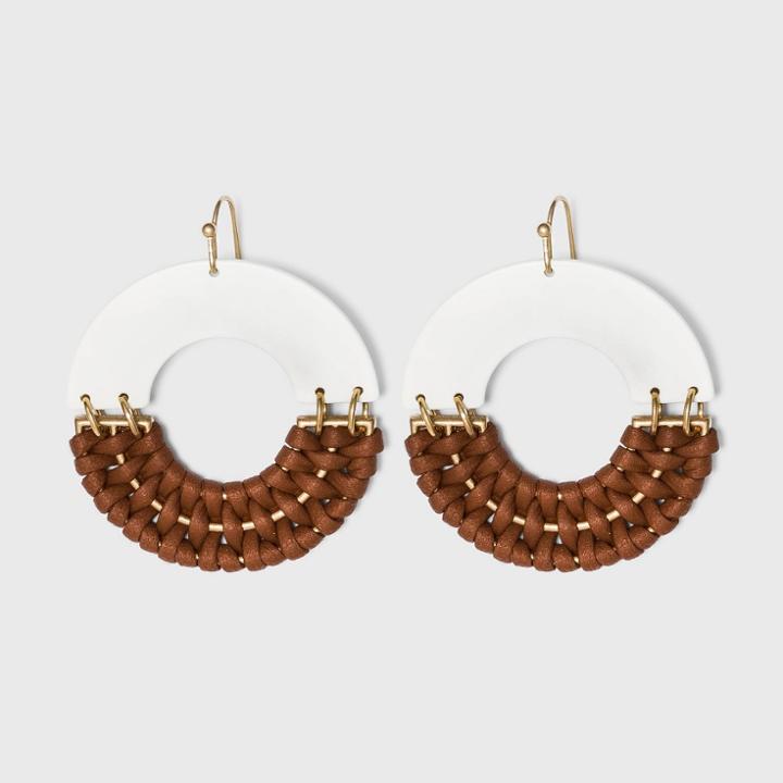Orbital Sprayed And Woven Vegan Leather Drop Earrings - Universal Thread Brown