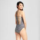 Clean Water Women's Strappy Tribal Chevron One Piece Swimsuit - Black/white