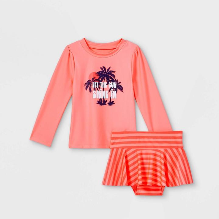 Toddler Girls' 2pc Long Sleeve Rash Guard And Skirt Set - Cat & Jack