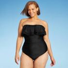 Kona Sol Women's Plus Size Crochet Flounce High Coverage One Piece Swimsuit - Kona