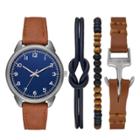 Men's Blue Dial Strap Watch Set - Goodfellow & Co Brown, Men's,