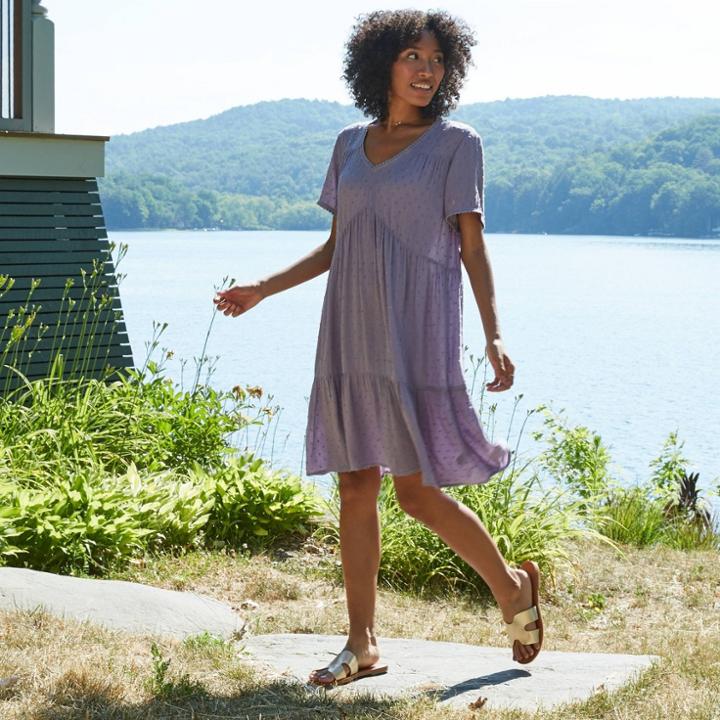 Women's Short Sleeve Clip Dot Dress - Knox Rose Lilac