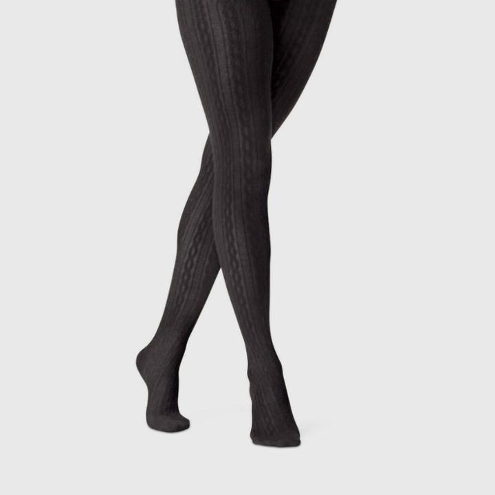 Women's Cable Sweater Tights - A New Day Black S/m, Size: