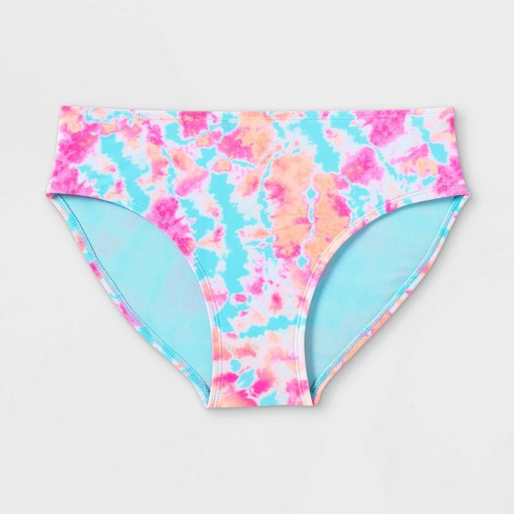 Girls' Tie-dye Bikini Swim Bottom - Art Class Pink