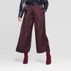 Women's Mid-rise Wide Leg Ankle Length Trouser - Prologue Maroon Brown